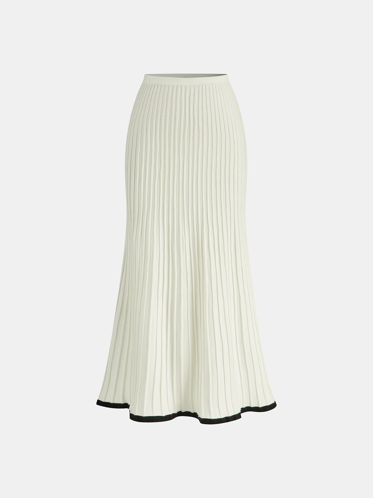 Contrast Trim Knit Vest and Midi Skirt Set - Image 4