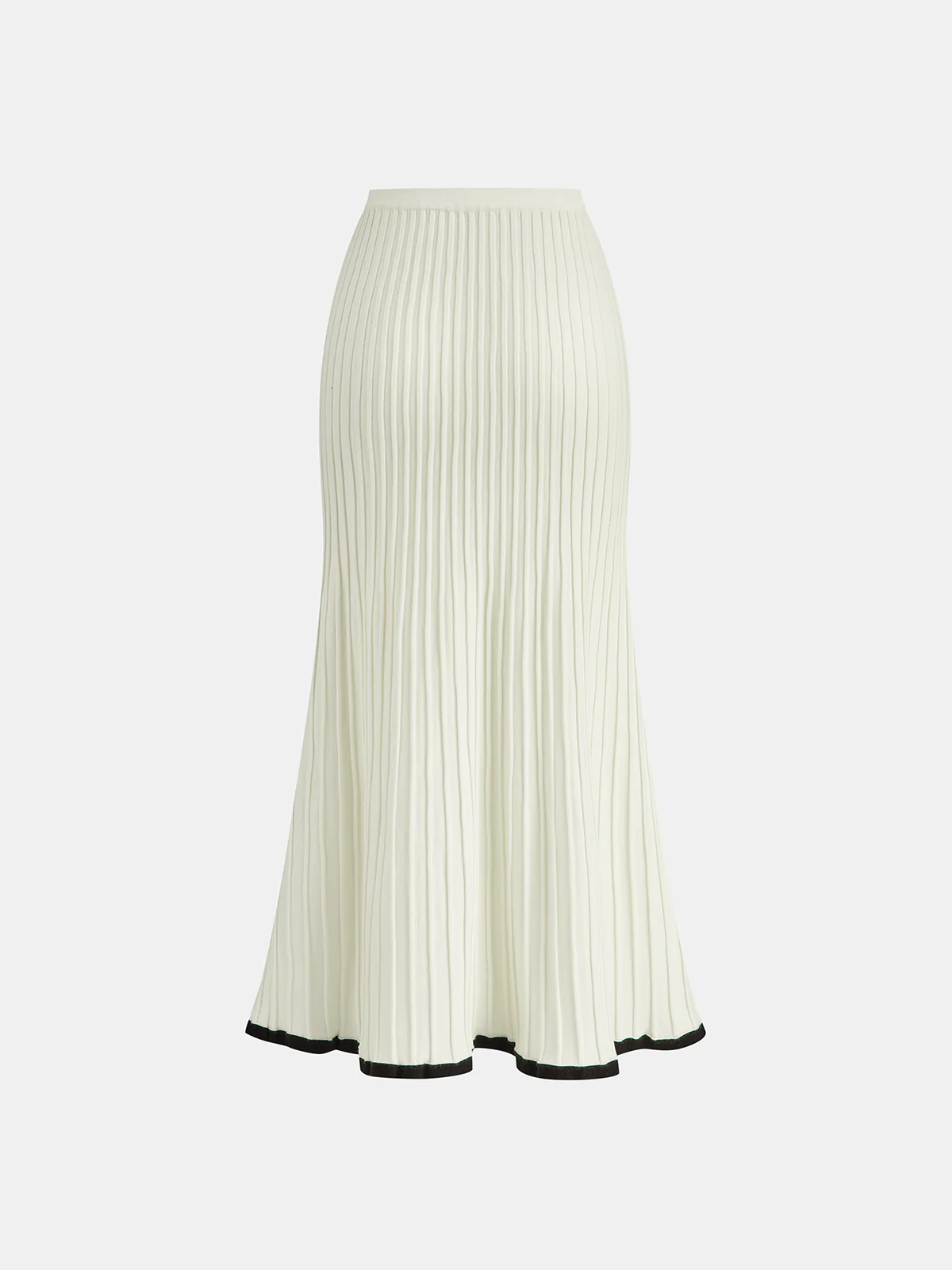Contrast Trim Knit Vest and Midi Skirt Set - Image 5