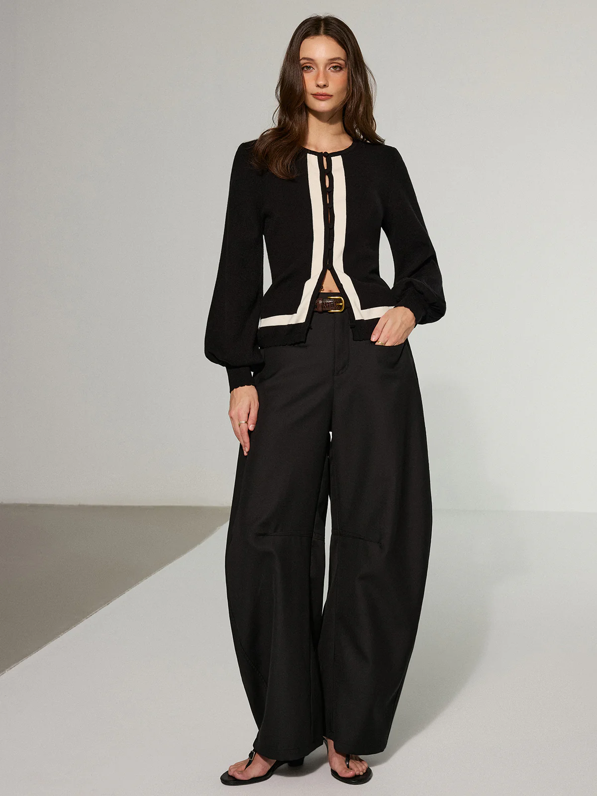 Contrast Trim Knitted Cardigan - Image 2