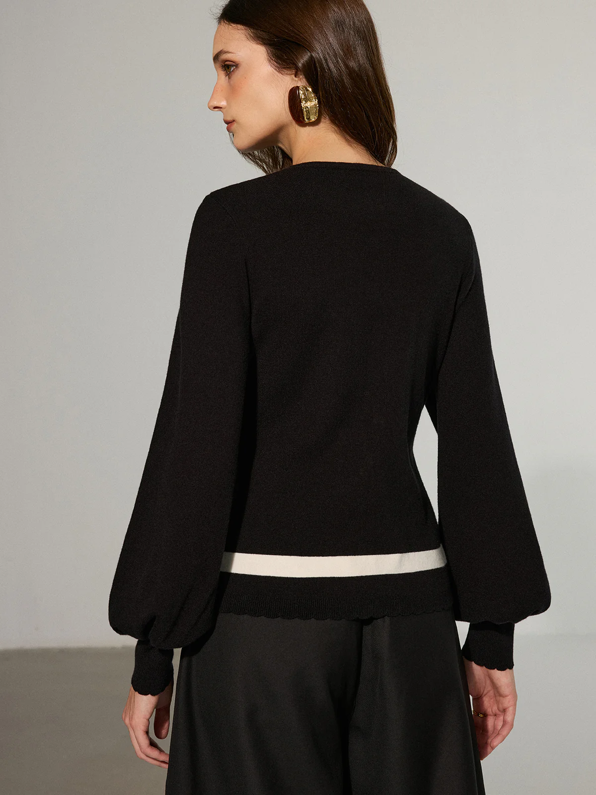 Contrast Trim Knitted Cardigan - Image 4