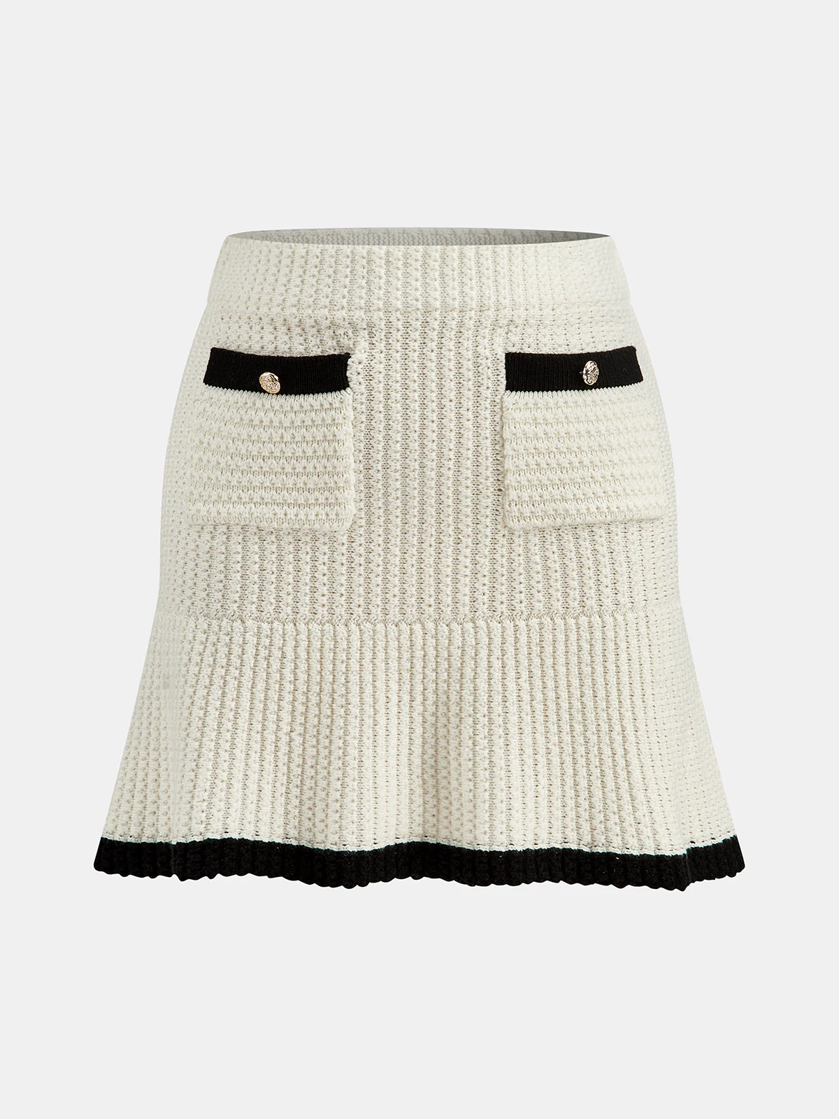 Contrast Trim Knitted Top and Mini Skirt Set - Image 4