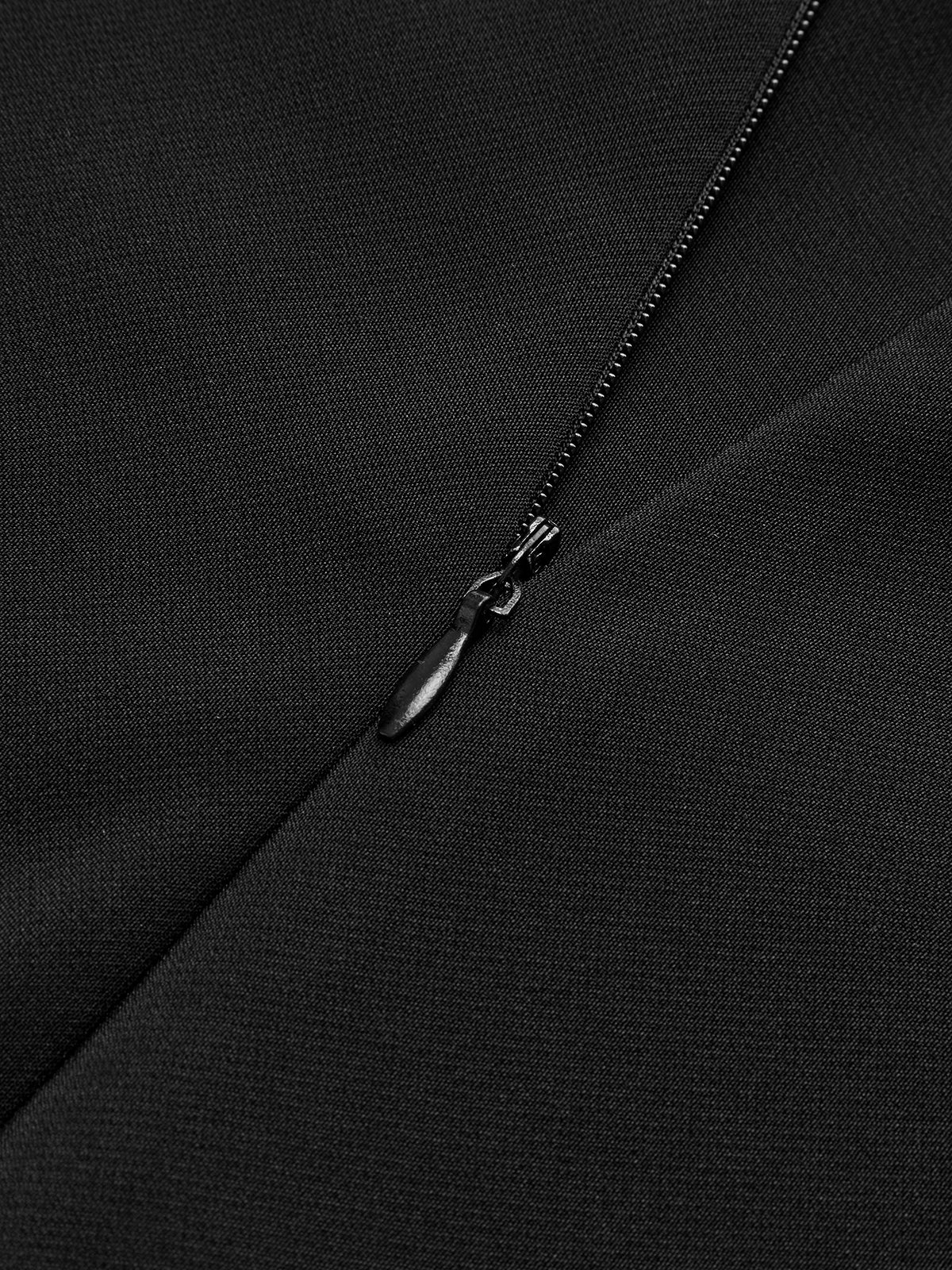 Contrast Trim Knotted Zipper Dress - Image 4