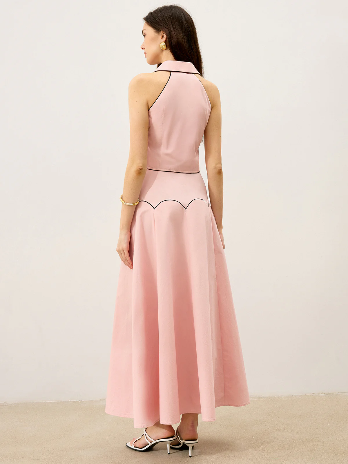 Contrast-Trim Maxi Skirt Set - Image 3