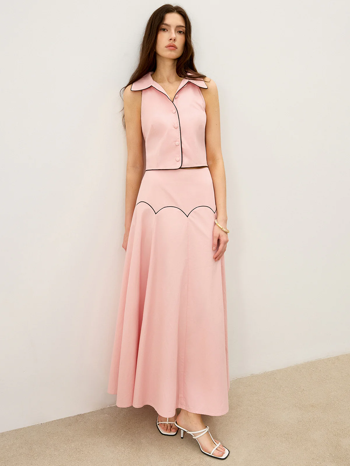 Contrast-Trim Maxi Skirt Set - Image 5