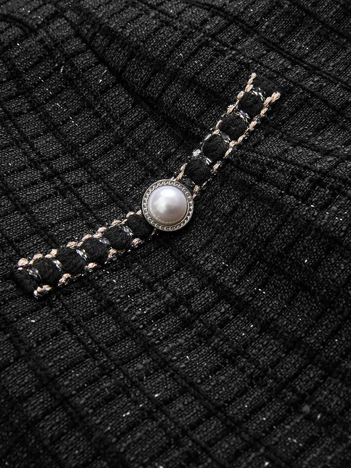 Contrast Trim Pearl Button Tweed Mini Dress - Image 4