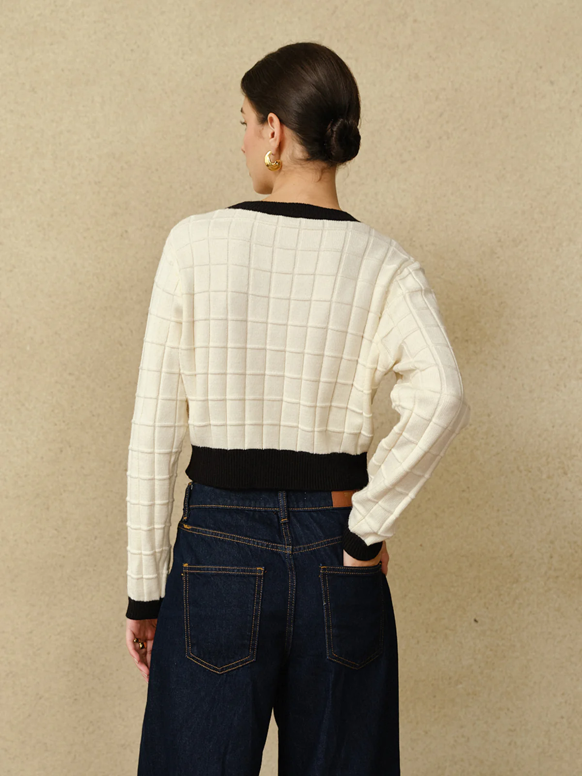 Contrast Trim Plaid Pullover Sweater - Image 5