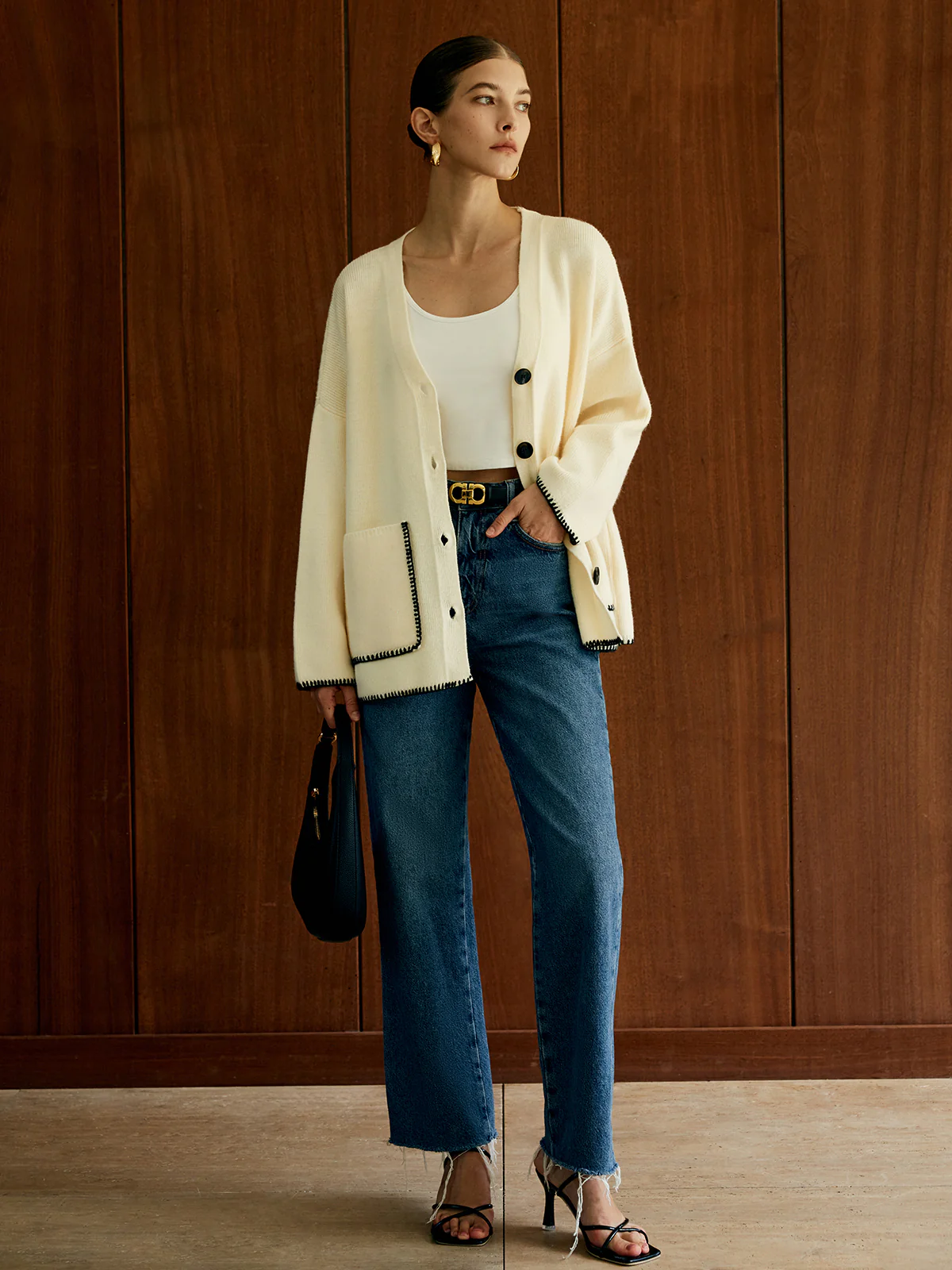 Contrast Trim Pockets Cardigan - Image 4