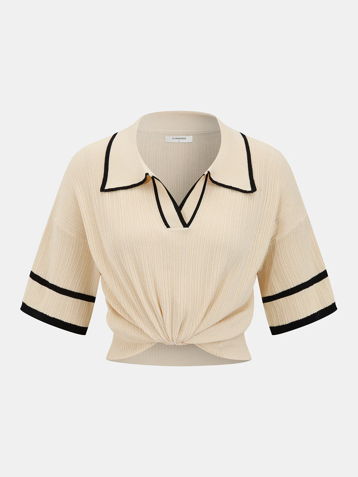 Contrast Trim Polo Top & Drawstring Pant Set - Image 2
