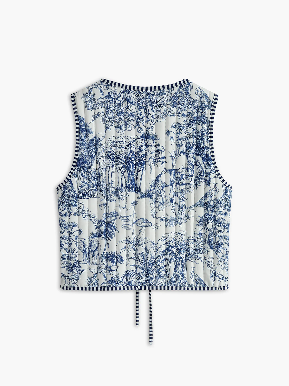 Contrast Trim Printed Tie Vest - Image 3
