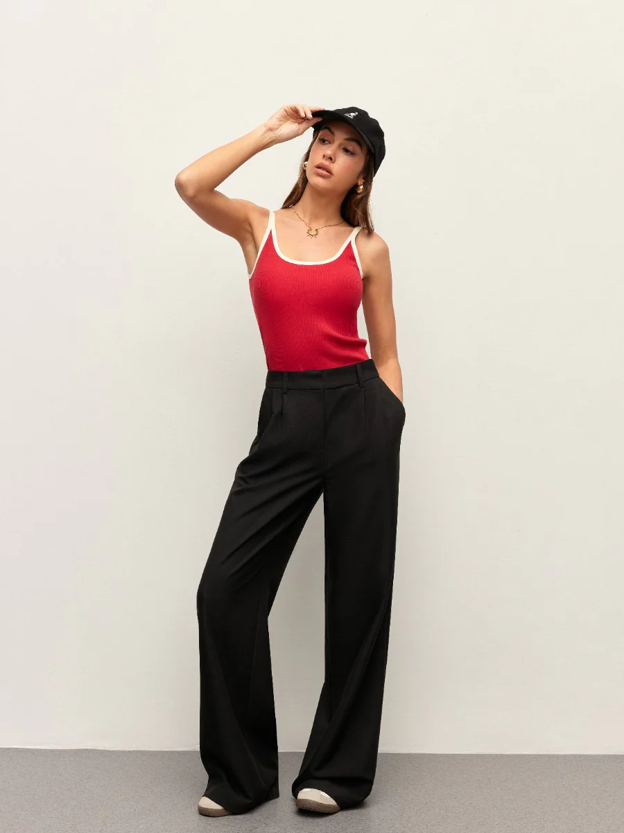 Contrast Trim Ribbed Cami Top - Image 3