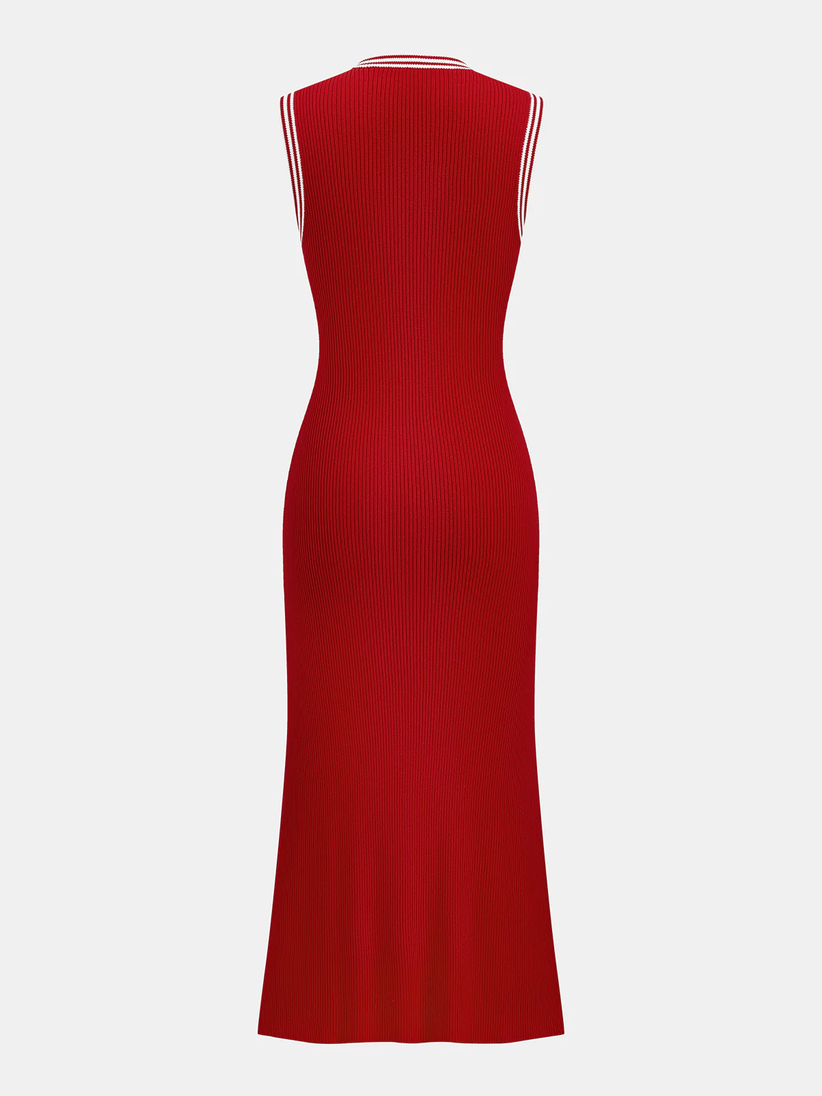 Contrast Trim Ribbed Knit Sleeveless Maxi Dress - Image 2