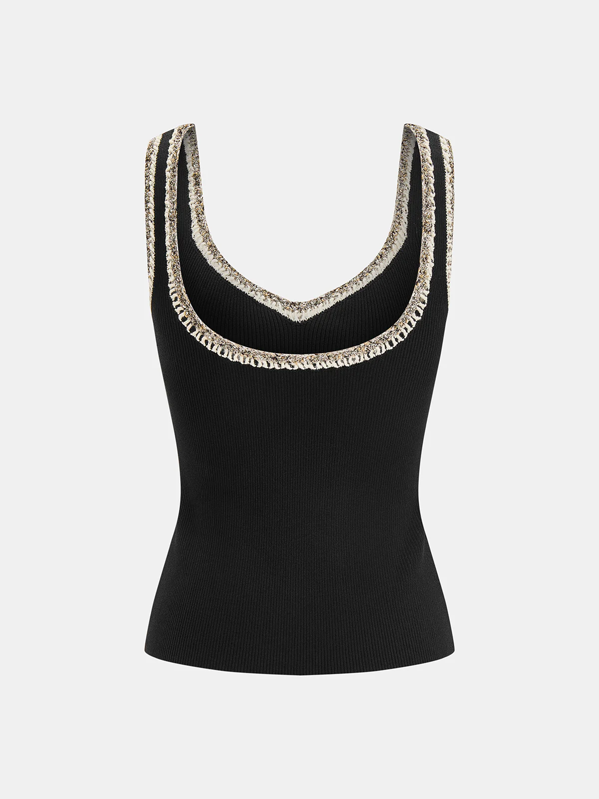 Contrast Trim Ribbed Knit Tank Top - Image 2