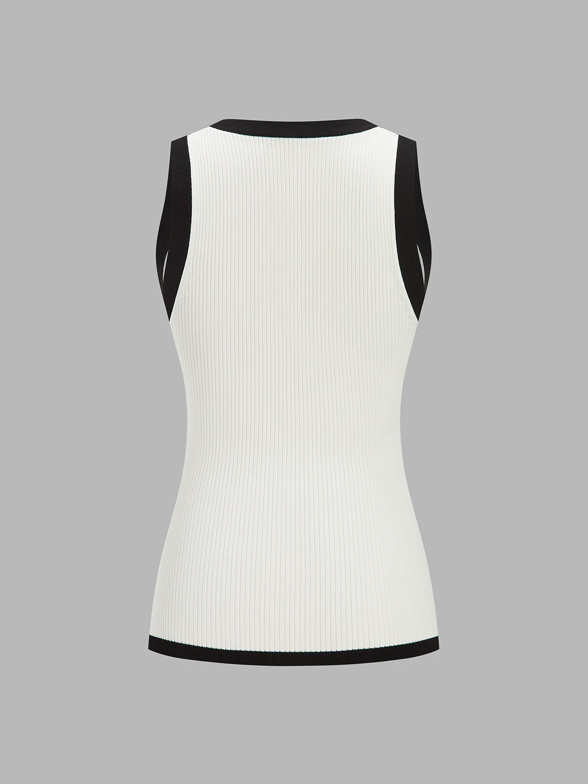 Contrast Trim Ribbed Knit Vest - Image 3