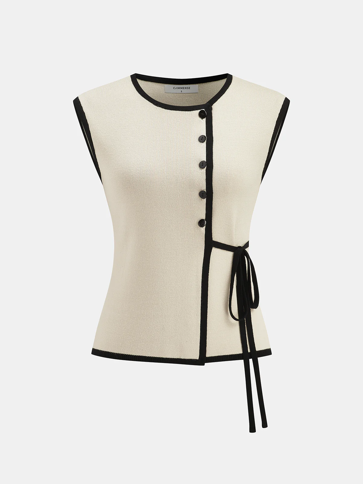 Contrast Trim Sleeveless Knit Top - Image 2