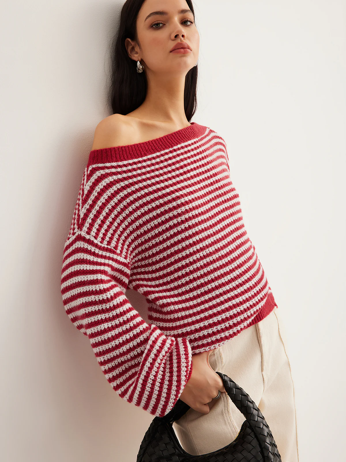 Contrast Trim Striped Swaeter - Image 3