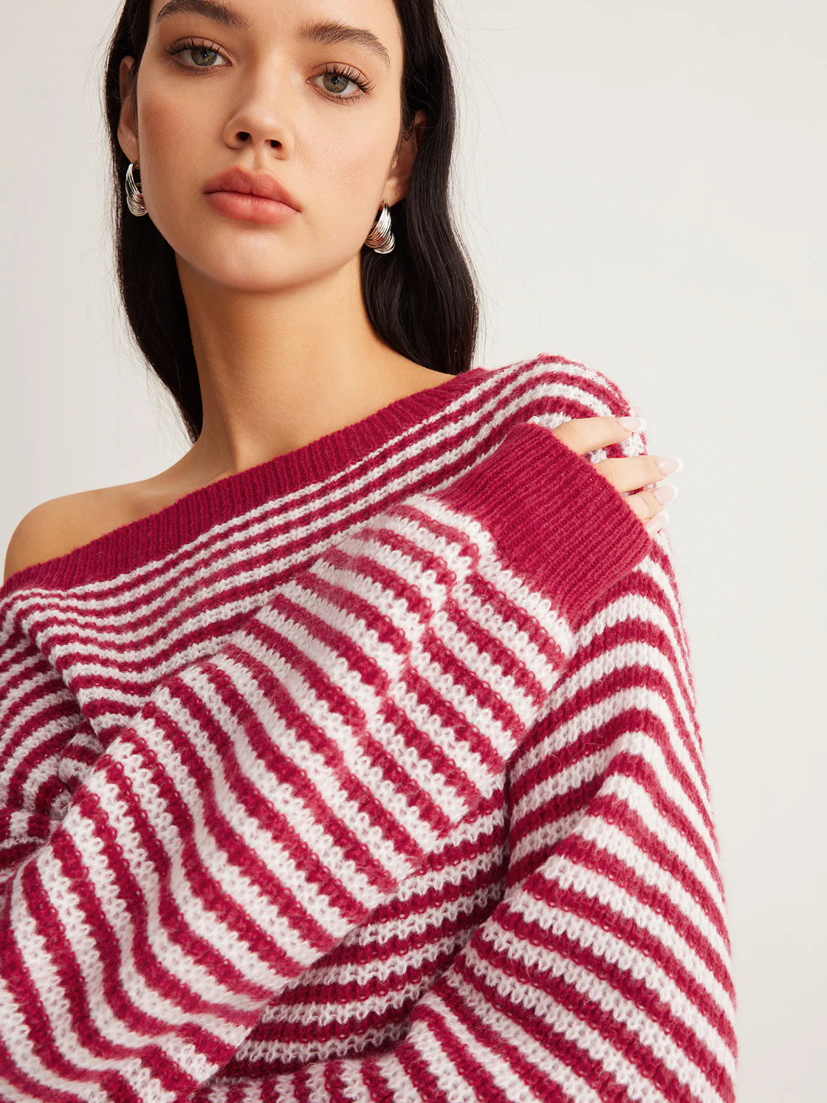 Contrast Trim Striped Swaeter - Image 4