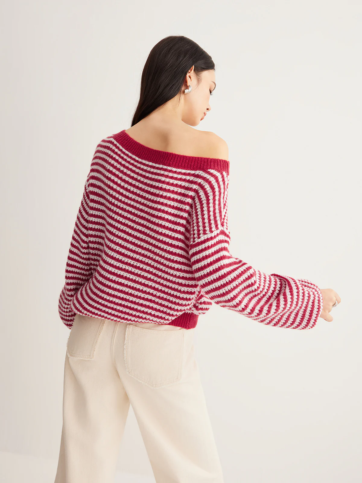 Contrast Trim Striped Swaeter - Image 7