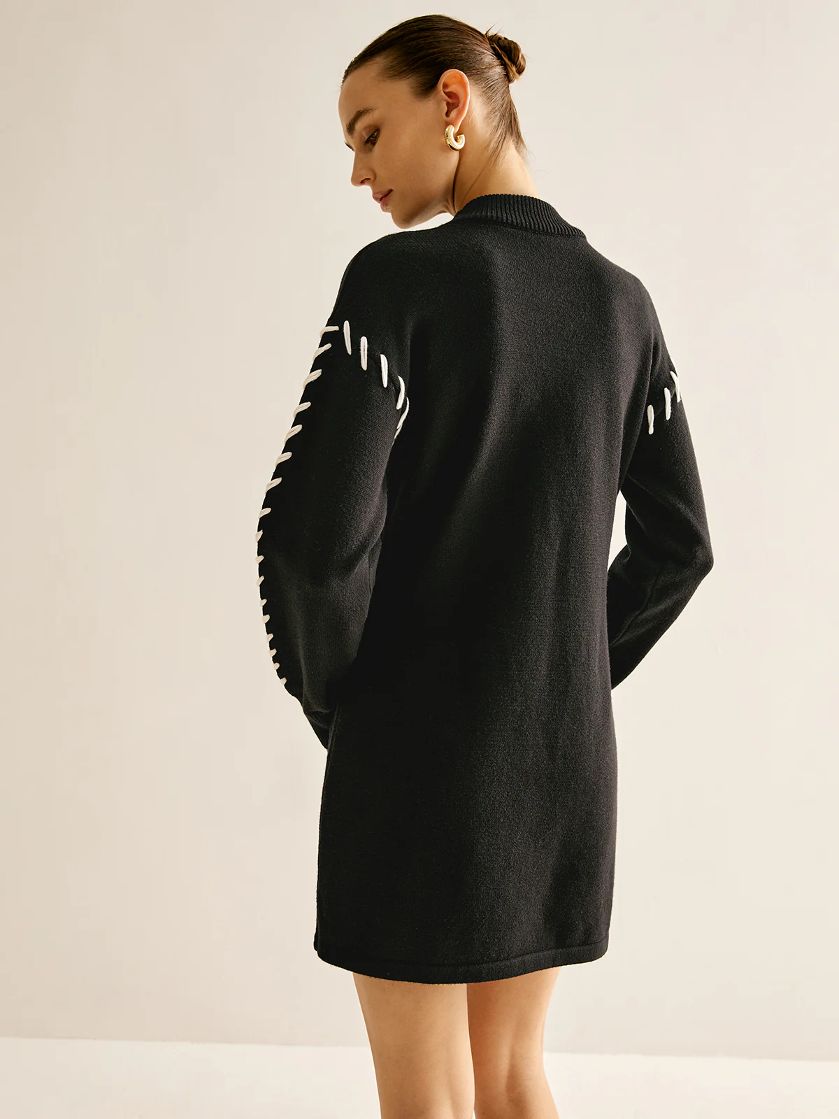 Contrast Trim Sweater Short Dress - Image 6