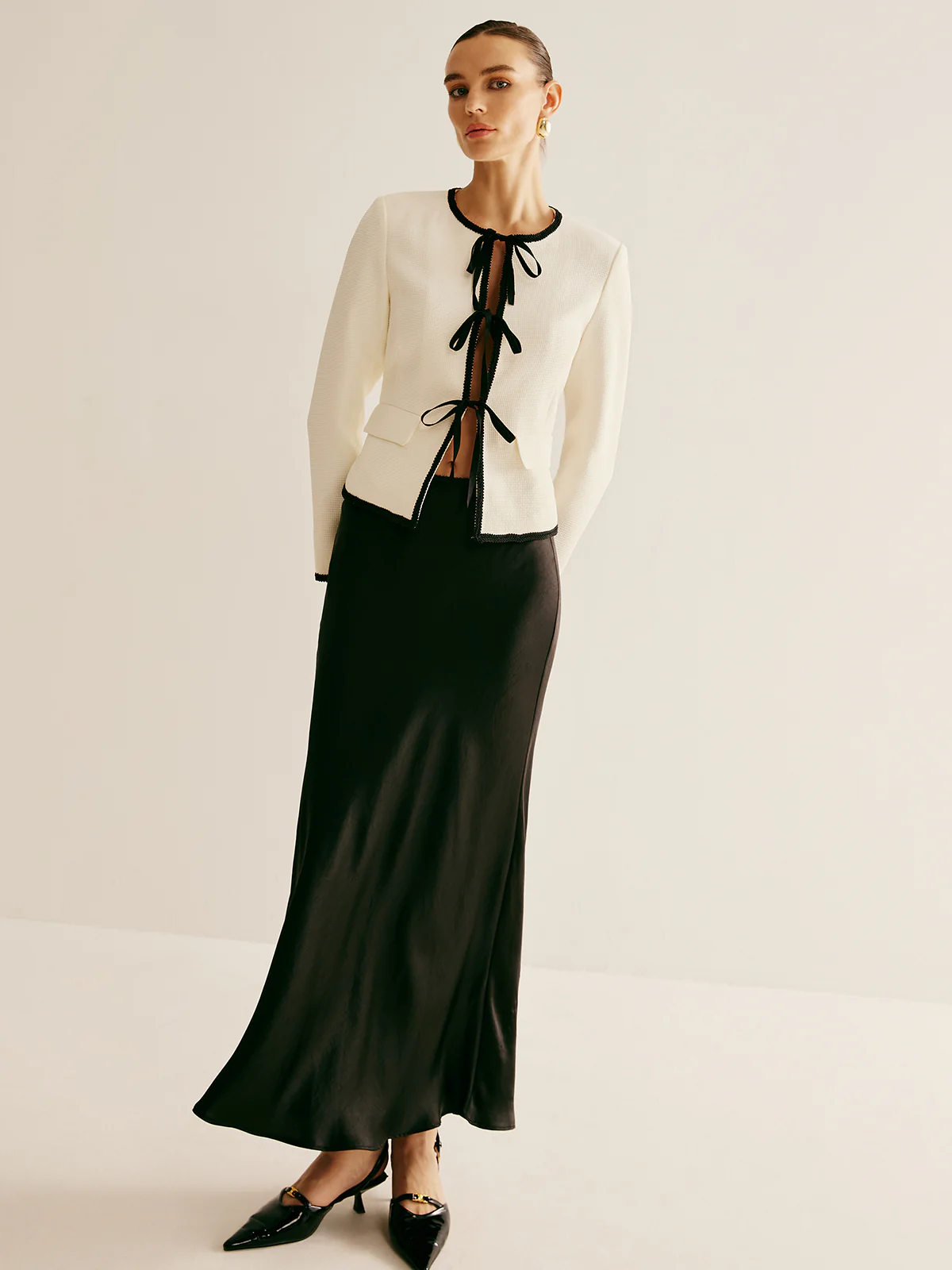 Contrast Trim Tie Front Jacket - Image 6