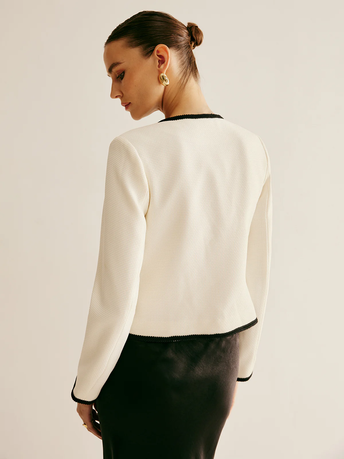 Contrast Trim Tie Front Jacket - Image 7