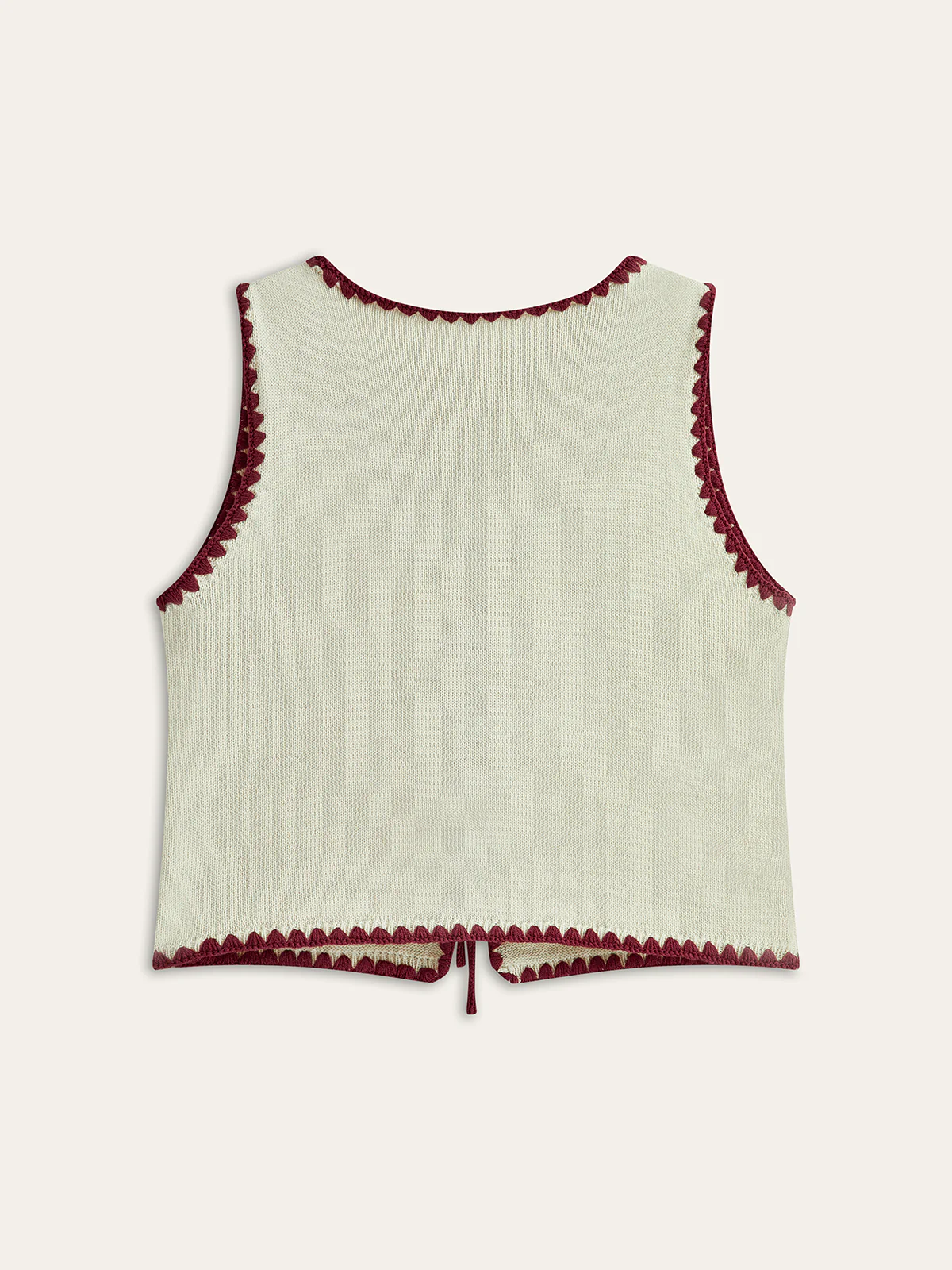 Contrast Trim Tie-Front Knit Vest - Image 2
