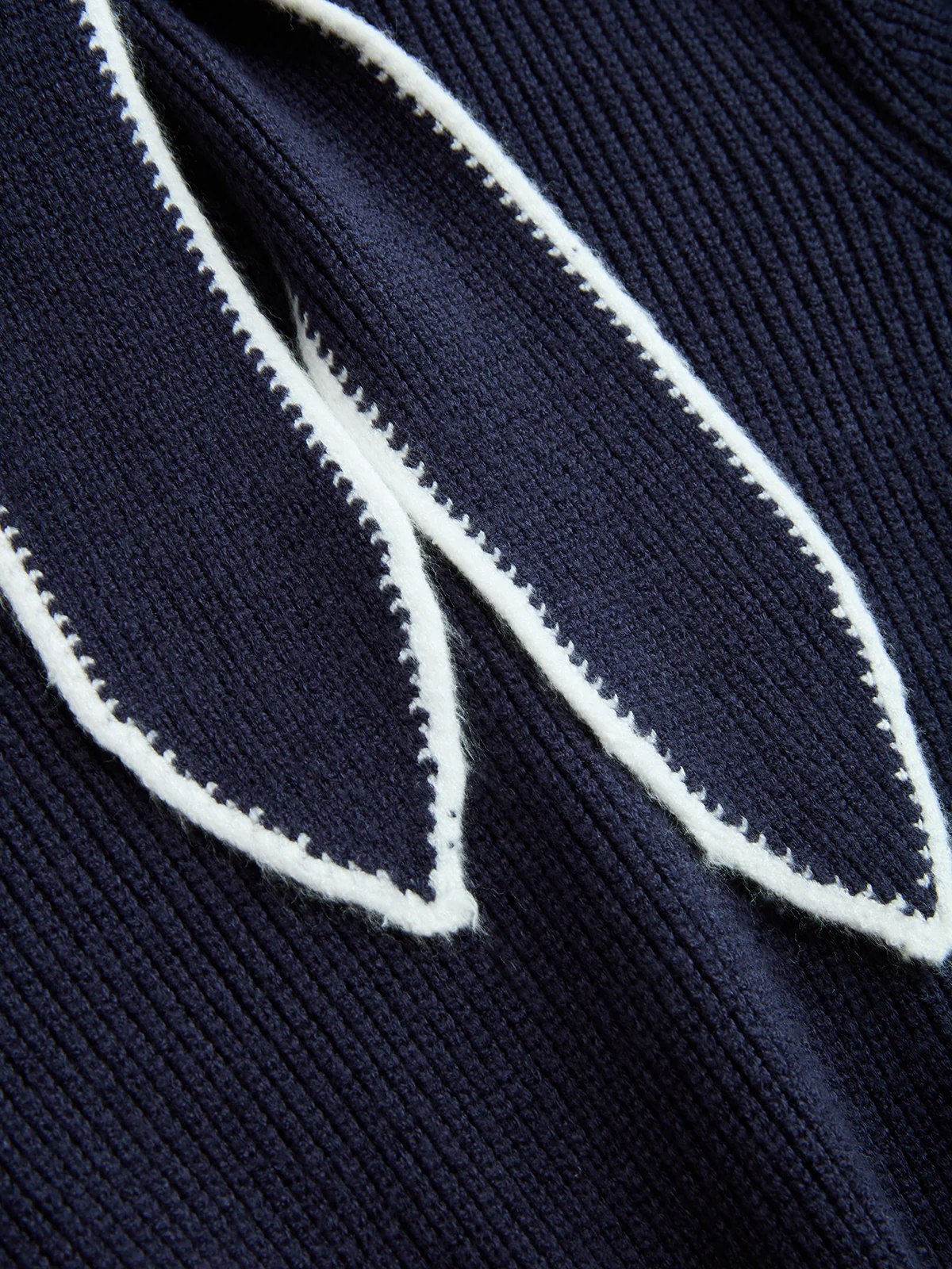 Contrast-Trim Tie-Neck Knit Midi Dress - Image 5