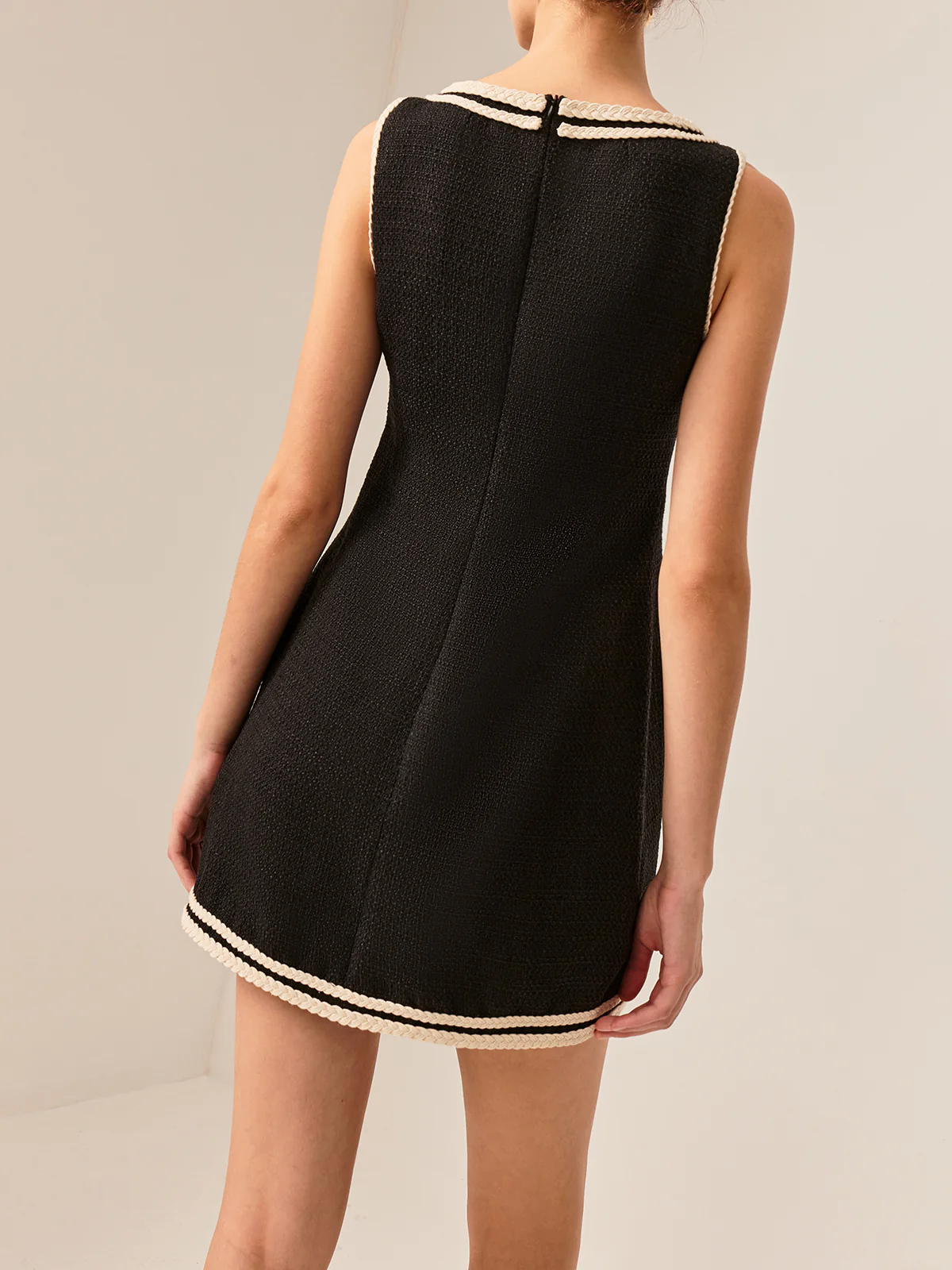 Contrast Trim Tweed Tank Dress - Image 6
