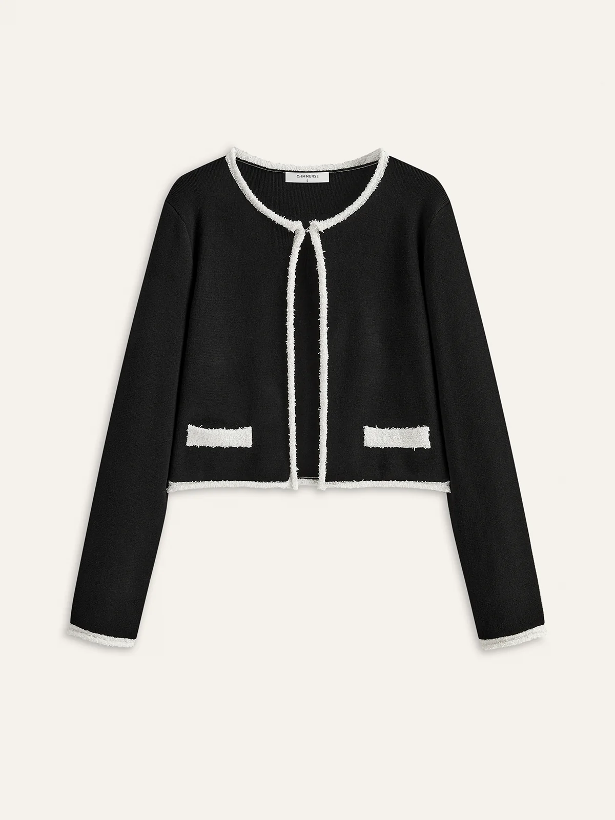 Contrast Trim Wool-Blend Cardigan