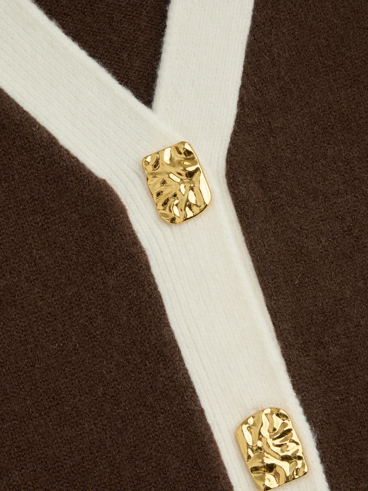 Contrast Trim Wool-Blend Cardigan with Metal Buttons - Image 3