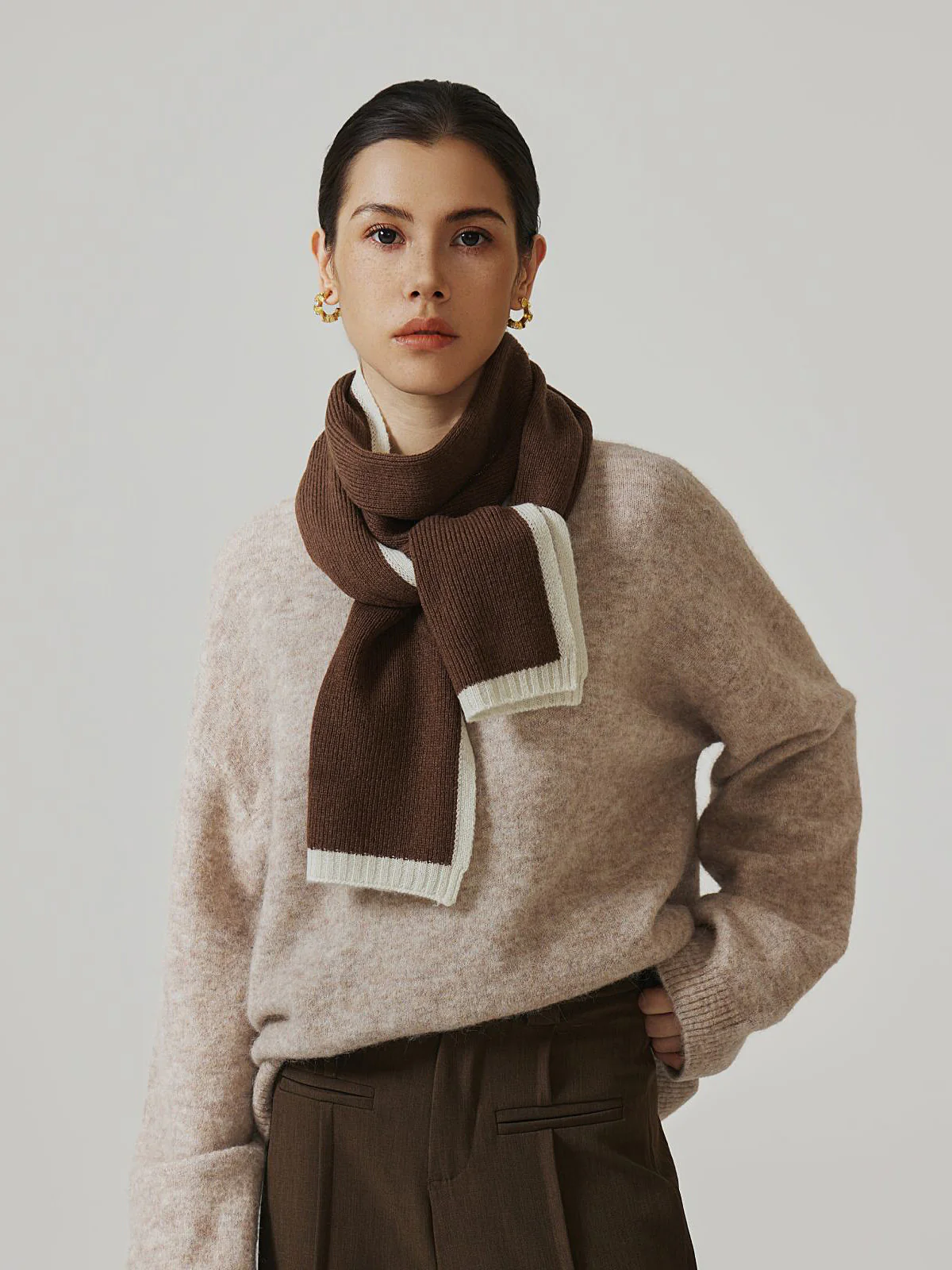 Contrast Trim Wool Knit Scarf - Image 4