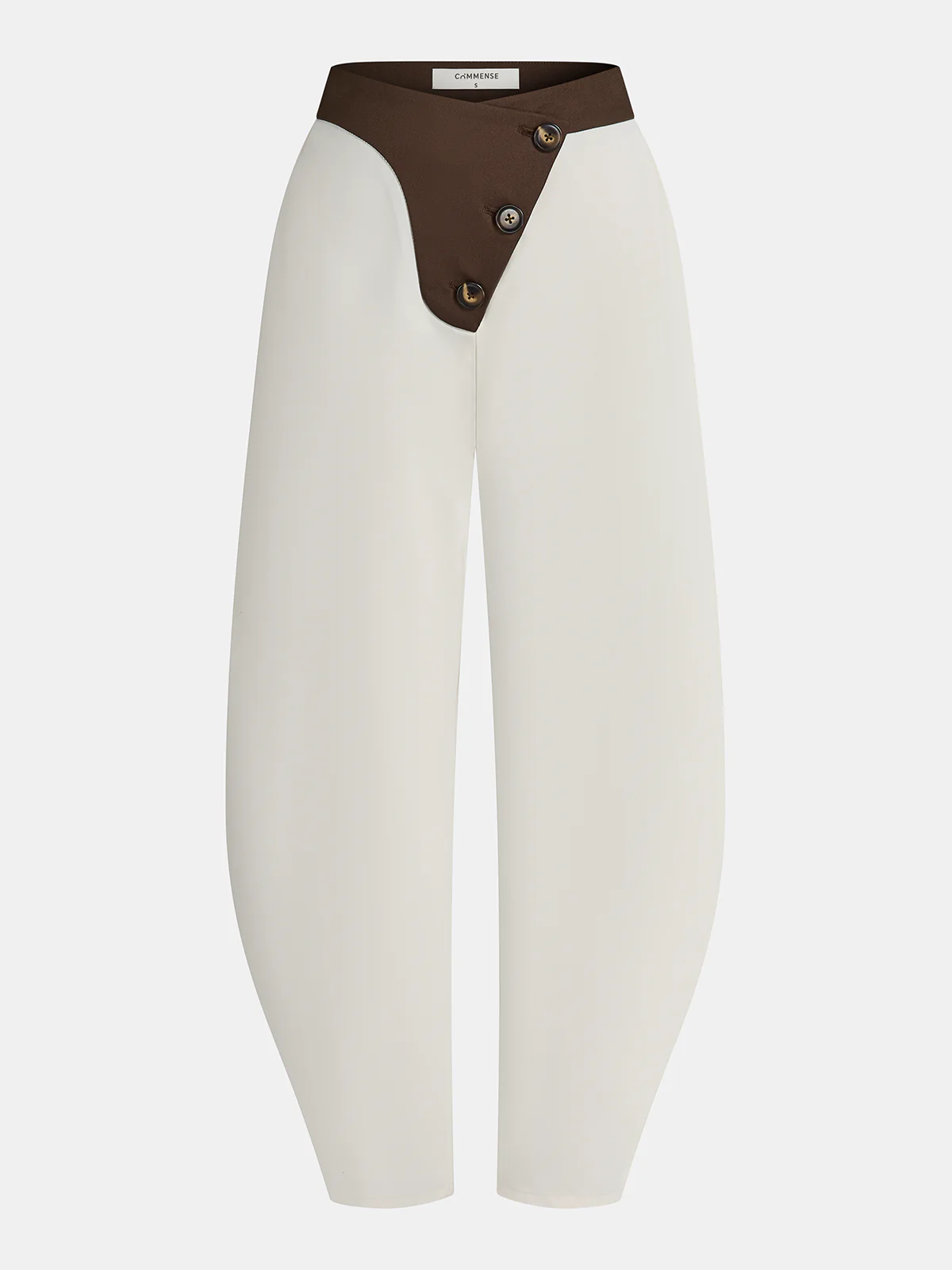 Contrast Waistband Asymmetric Balloon Pants