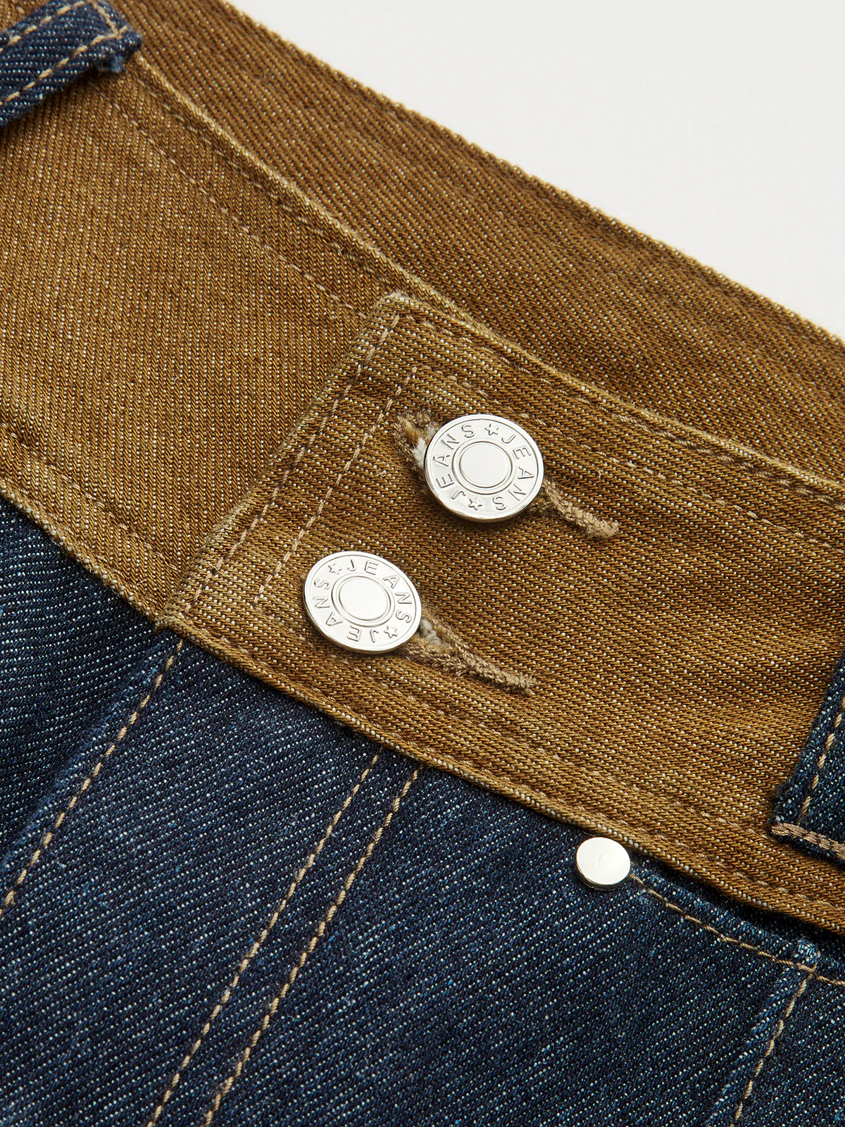 Contrast Waistband Denim Straight-Leg Pants - Image 4