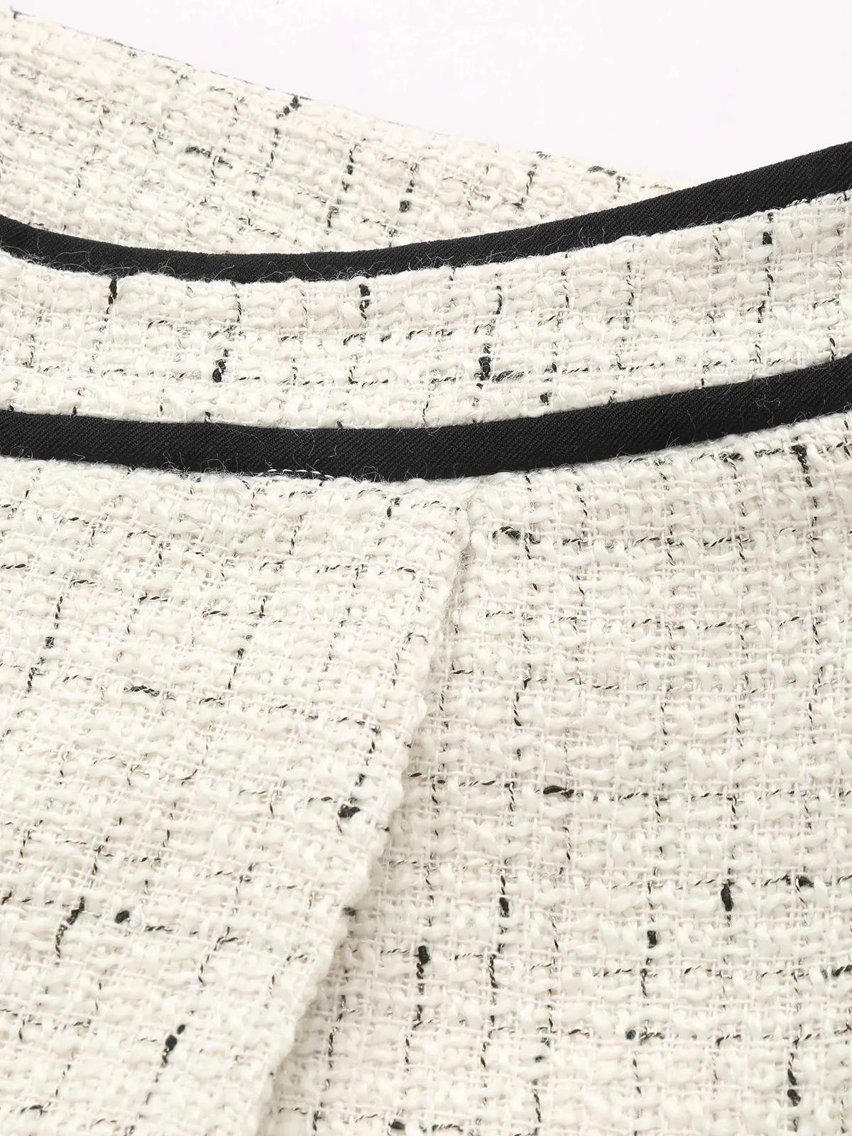 Contrast Waistband Tweed Wide-Leg Pants - Image 2