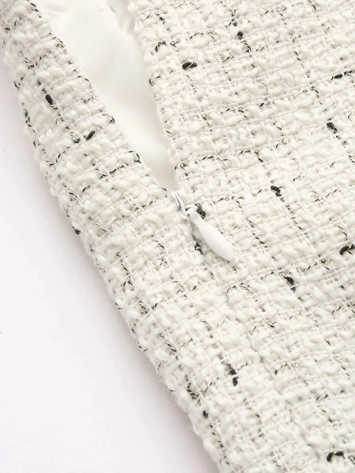 Contrast Waistband Tweed Wide-Leg Pants - Image 3