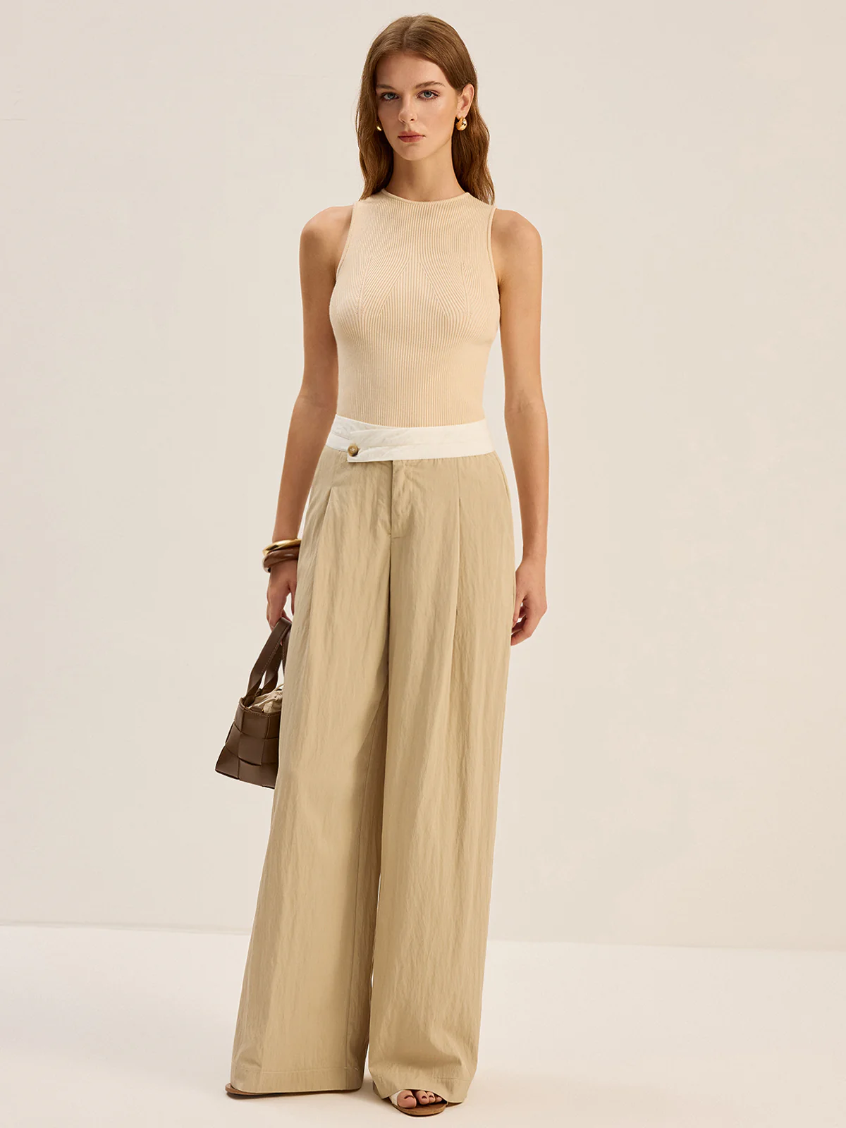 Contrast Waistband Wide-Leg Pants - Image 4