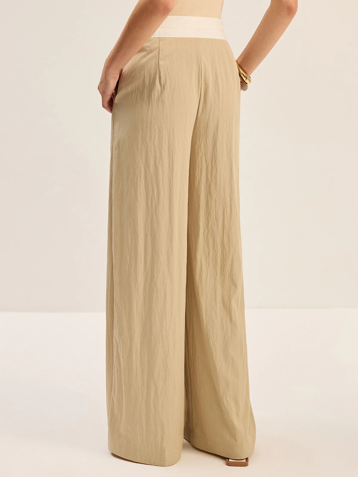 Contrast Waistband Wide-Leg Pants - Image 6