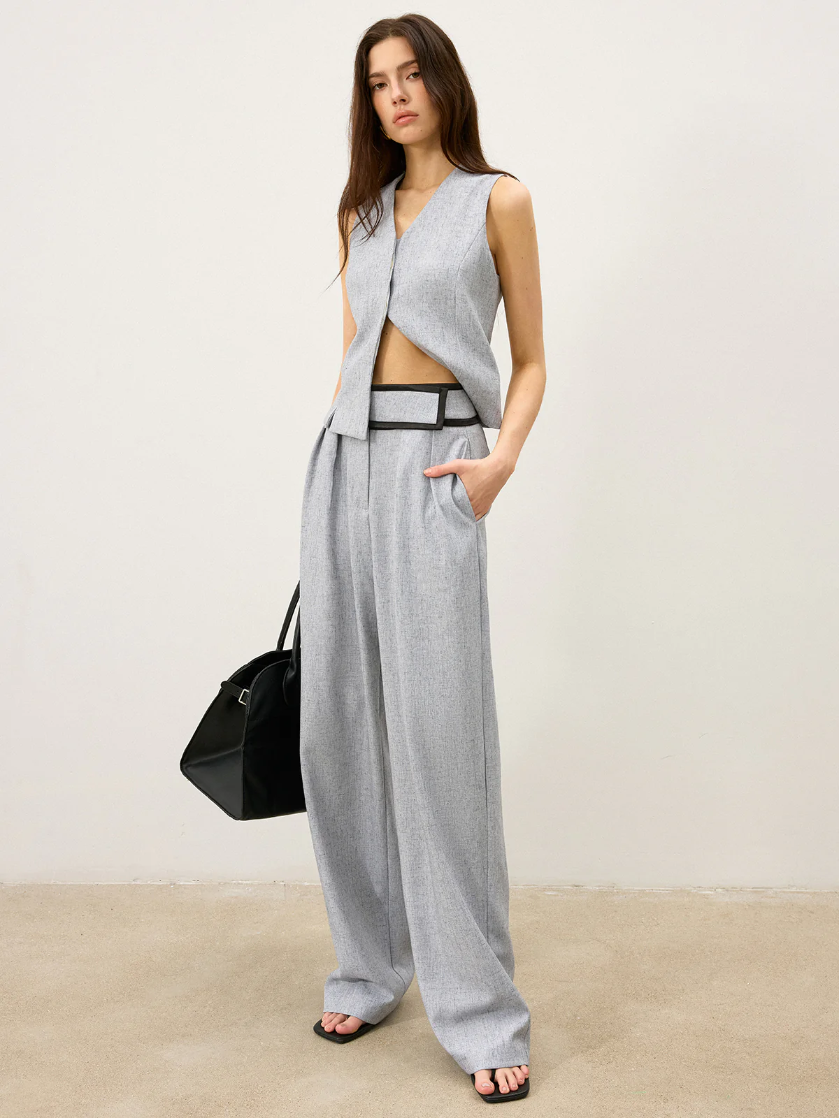 Contrast Waistband Wide - Leg Pants - Image 3