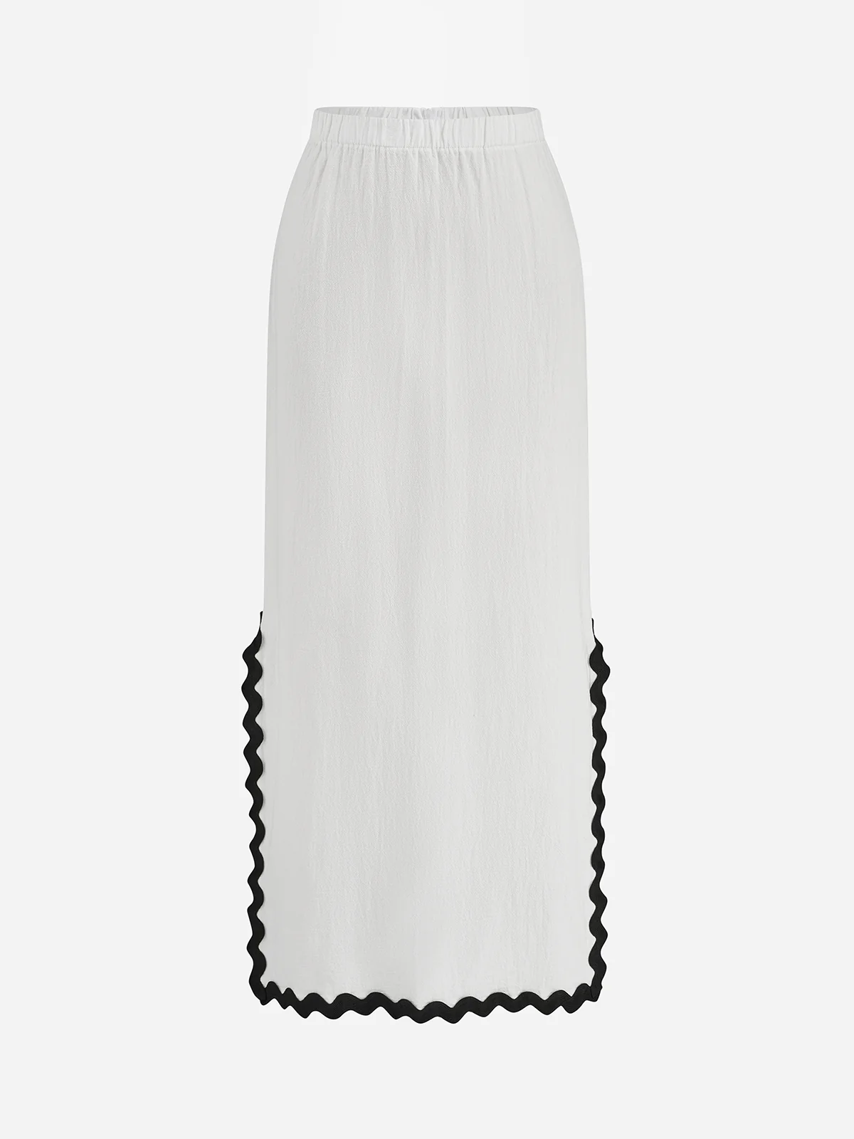 Contrast Wave Trim Vest & Maxi Skirt Set - Image 4