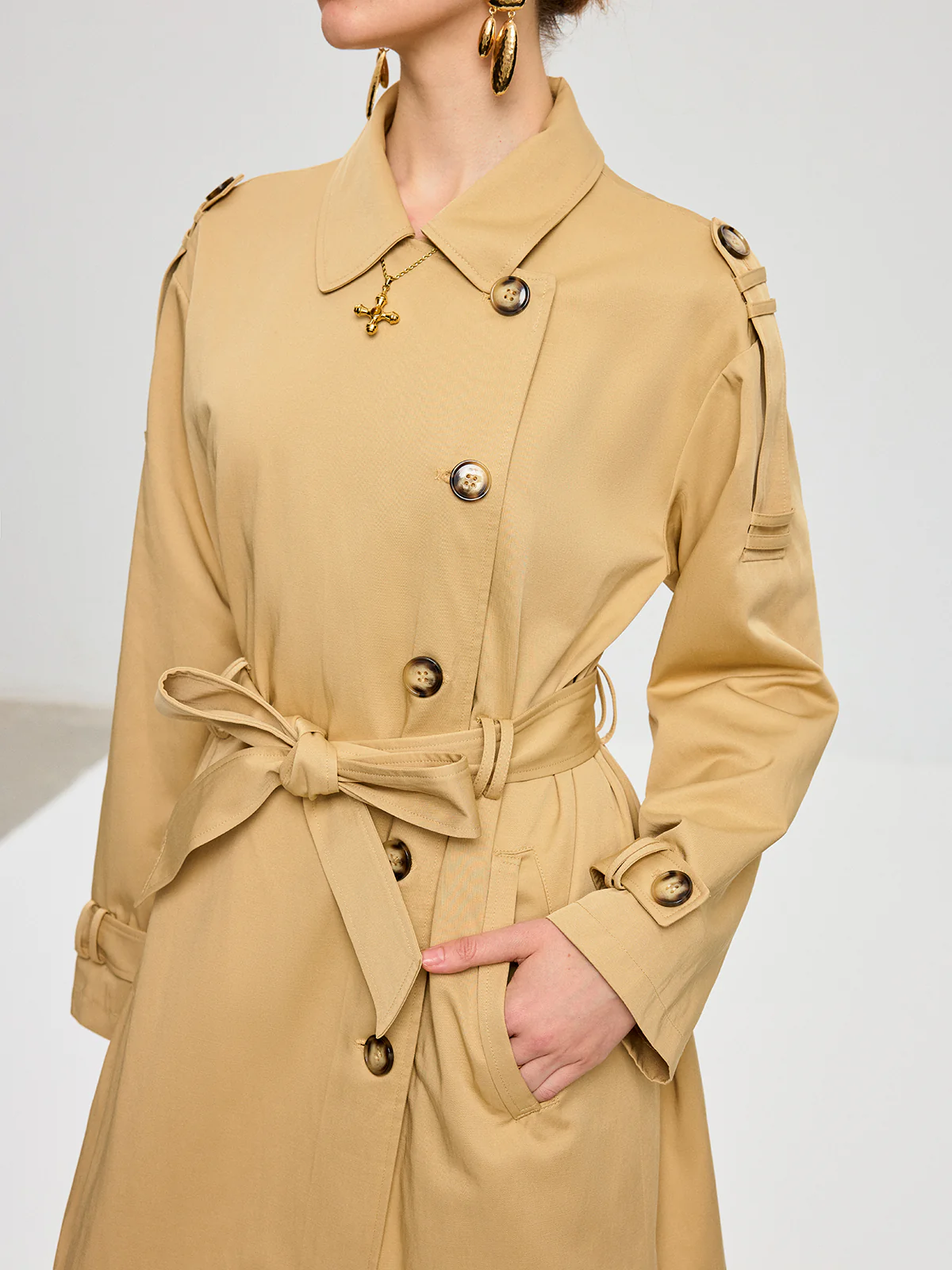 Convertible Cape Design Trench Coat - Image 4
