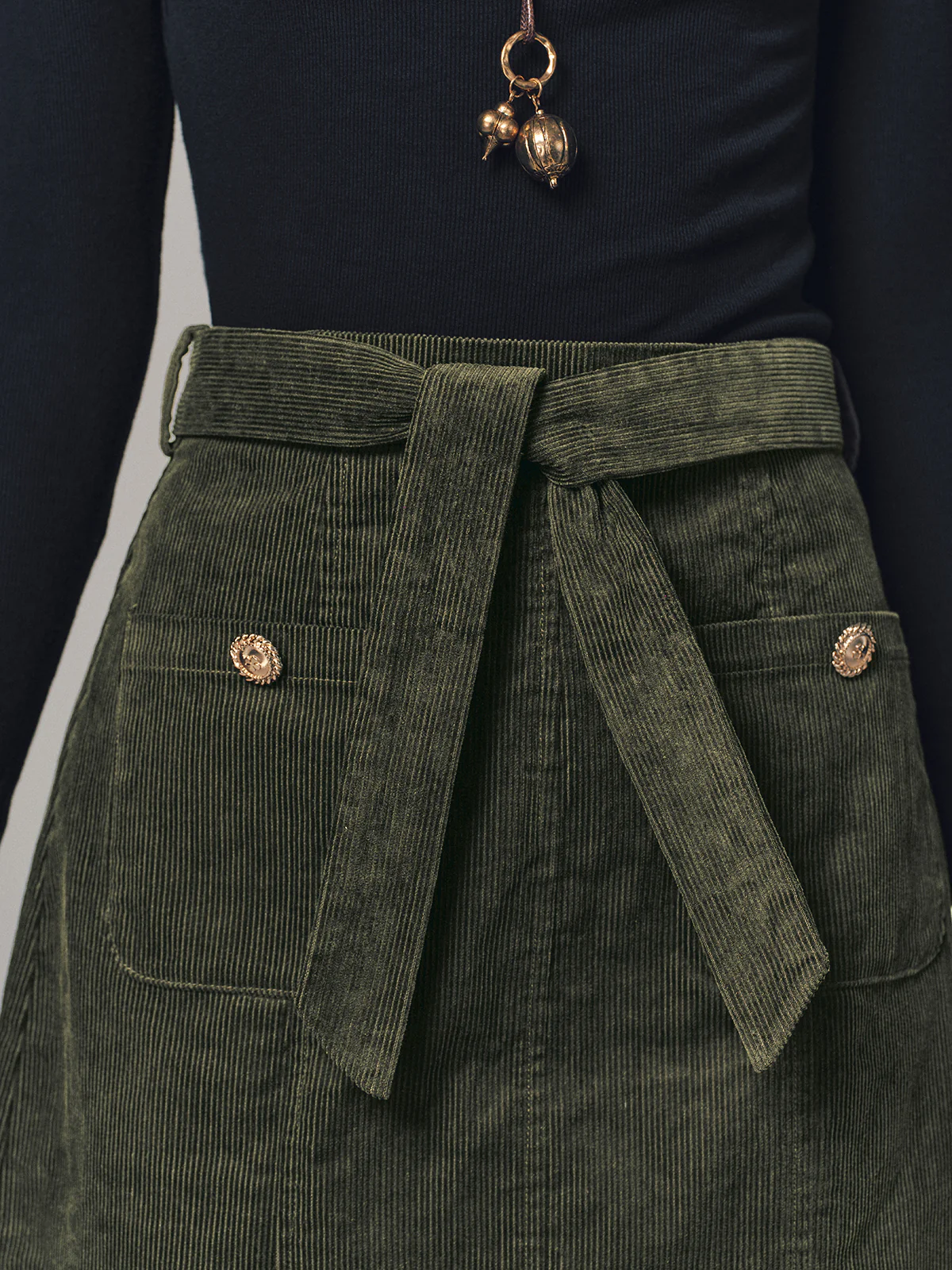 Corduroy Belted Mini Skirt - Image 3