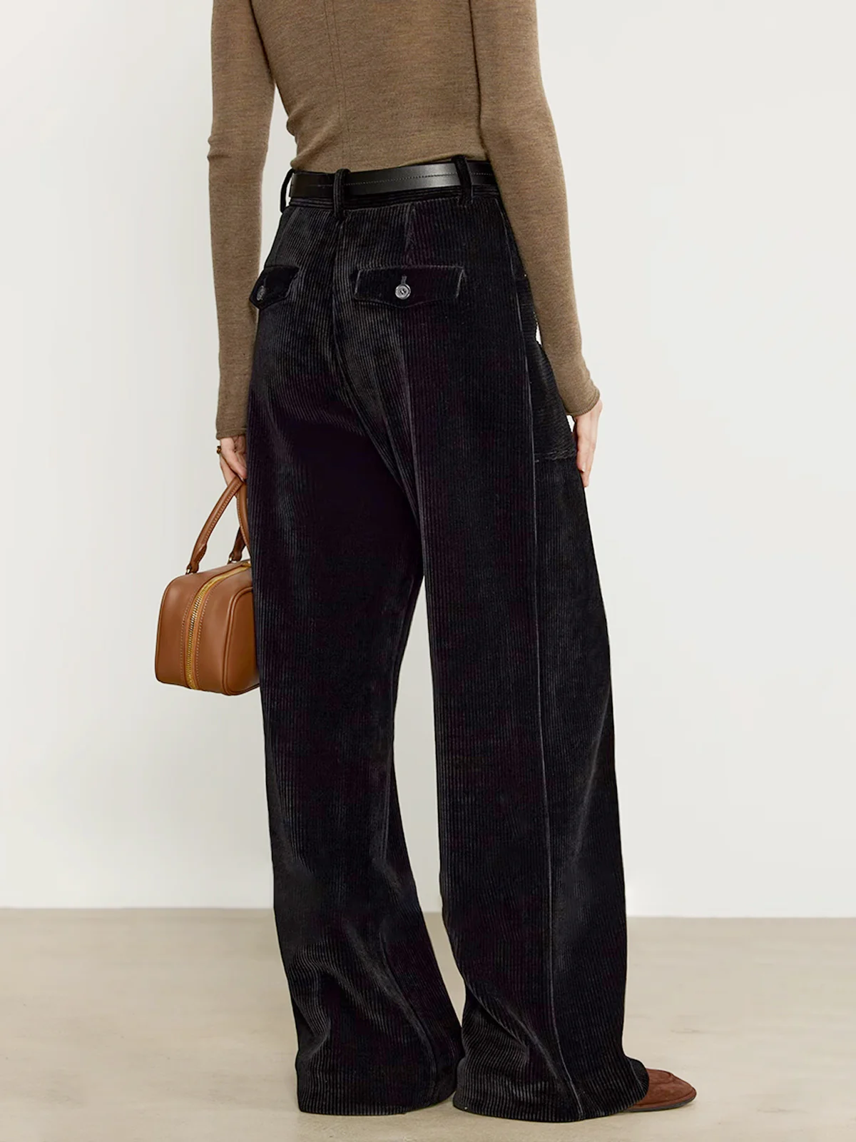 Corduroy Draped Pants Without Belt - Image 2
