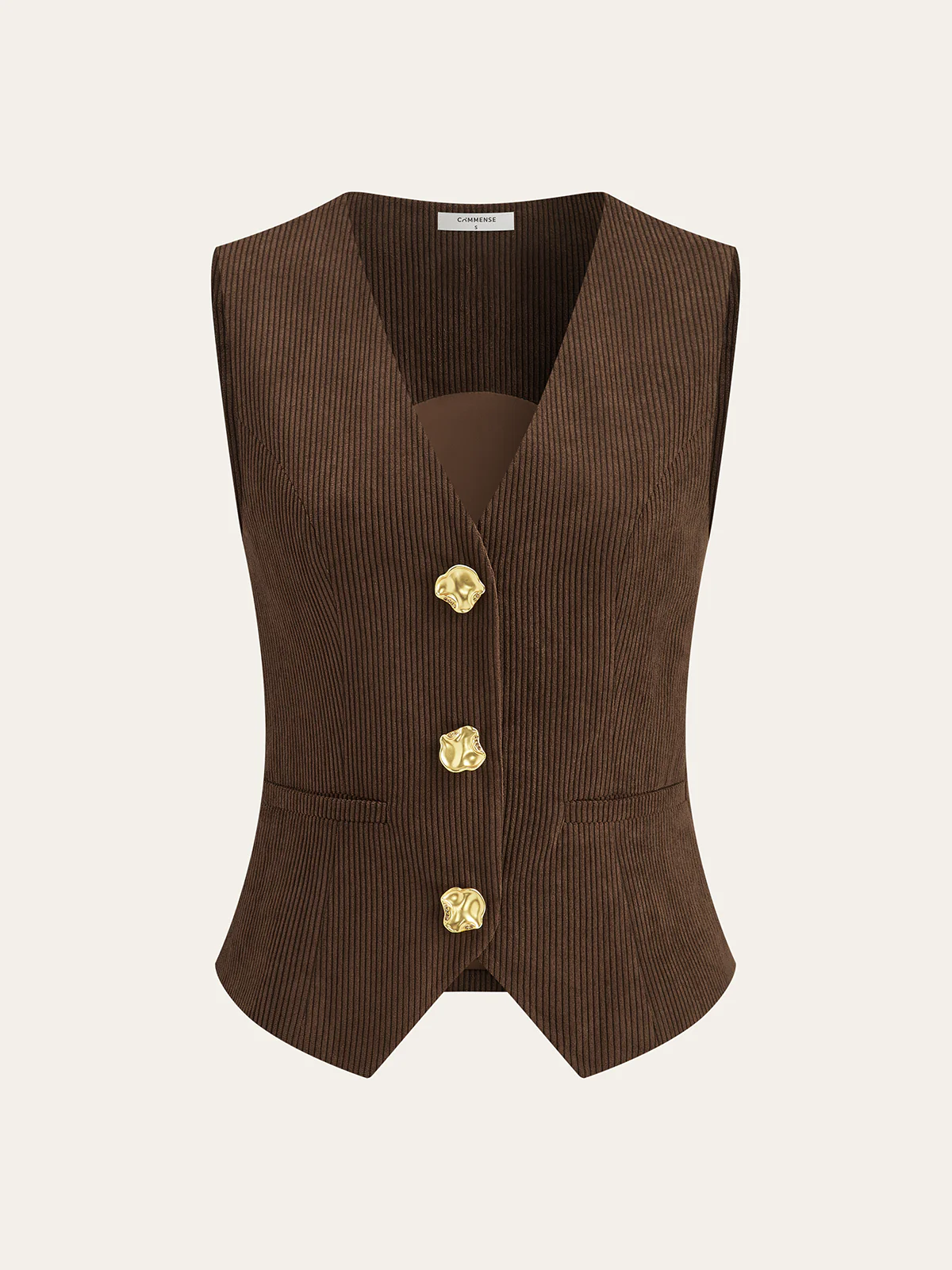 Corduroy Metal Button Vest & Wide-Leg Pants Set - Image 2
