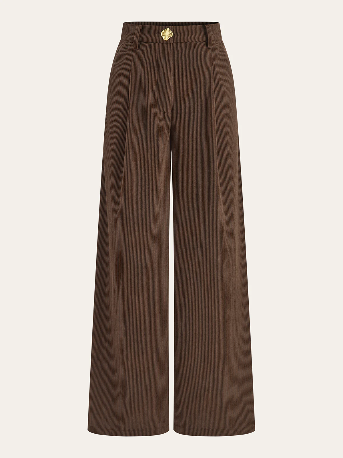 Corduroy Metal Button Vest & Wide-Leg Pants Set - Image 4