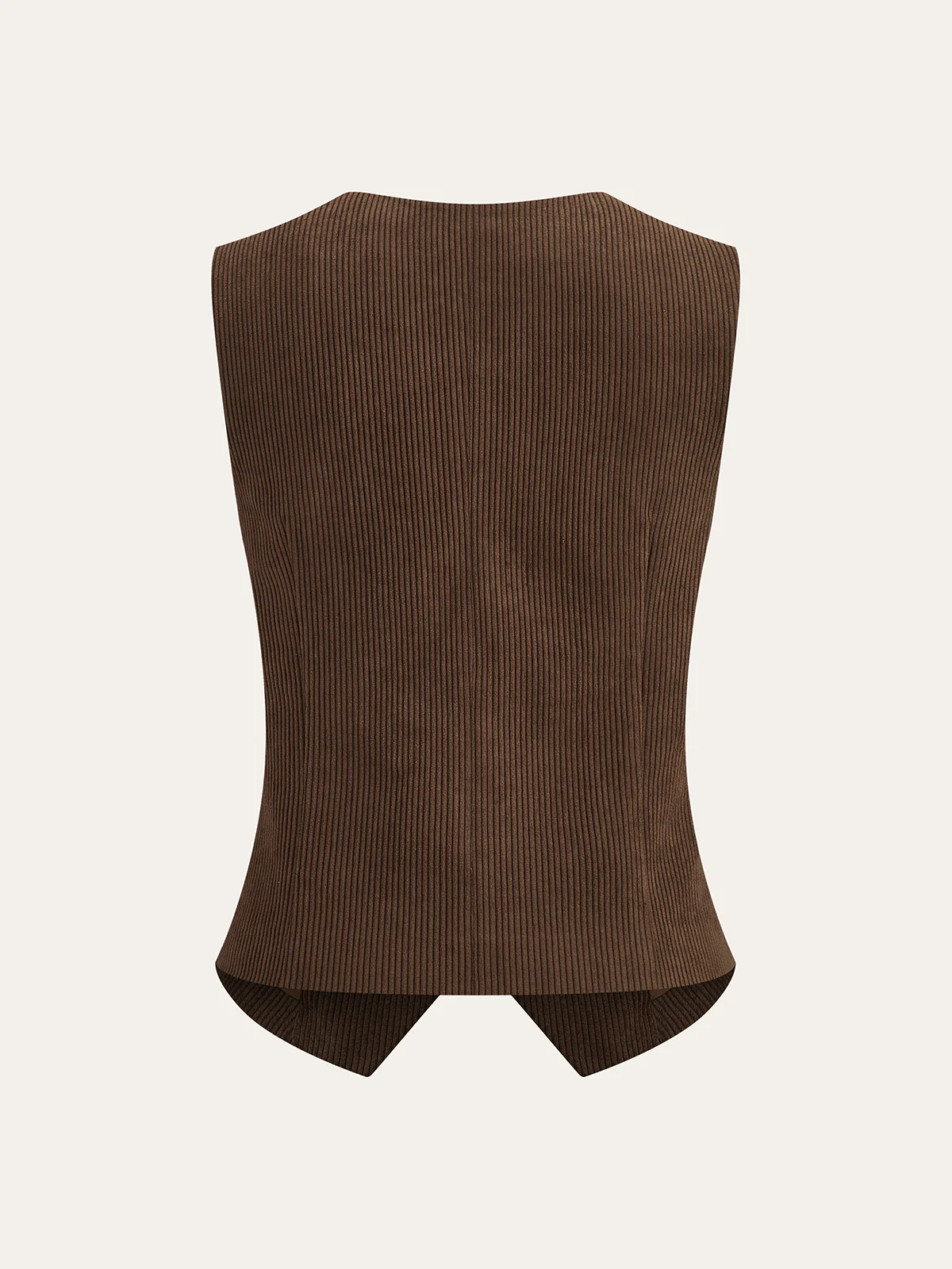 Corduroy V-neck Buttoned Vest - Image 4