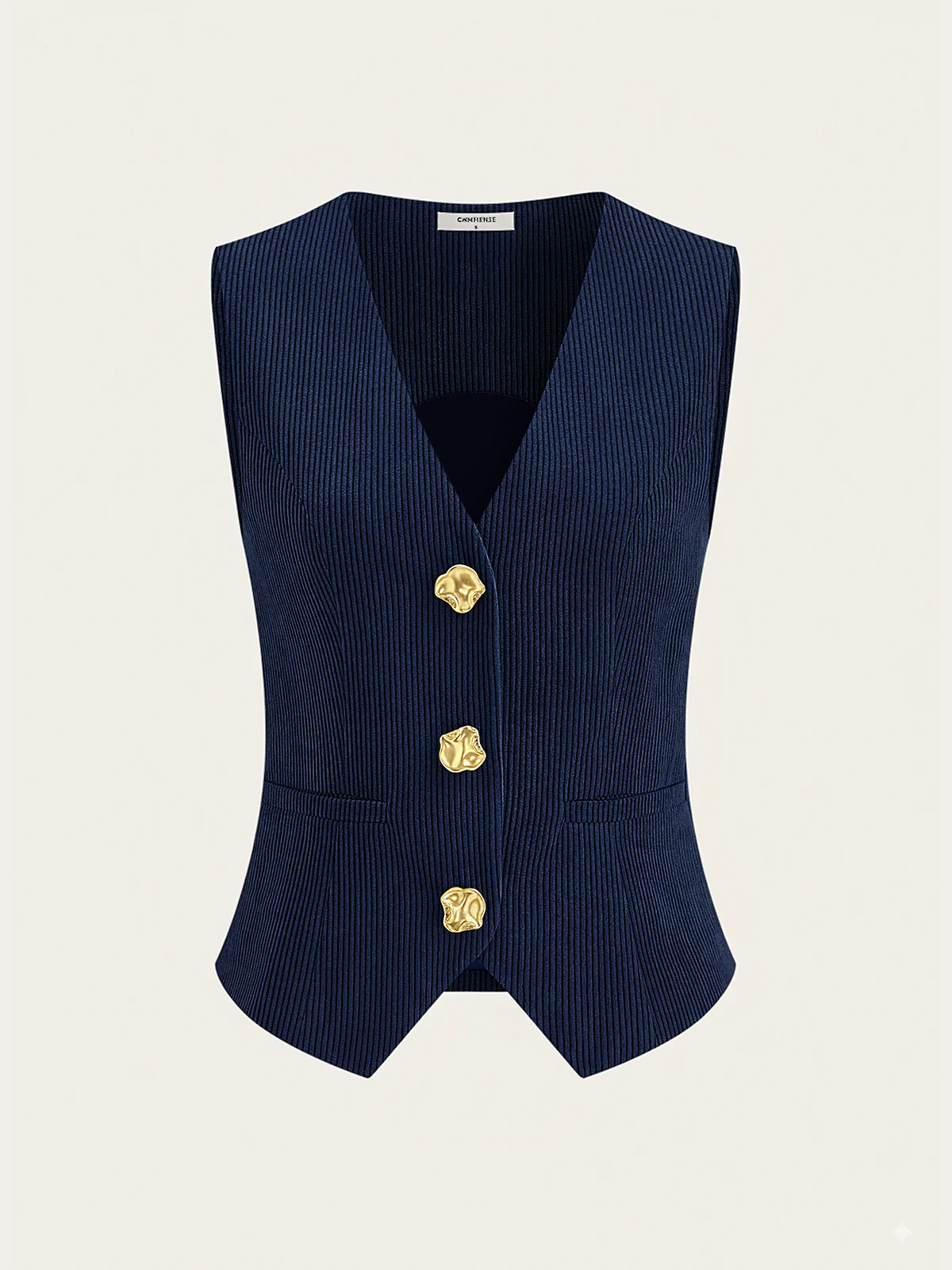 Corduroy V-neck Buttoned Vest - Image 8