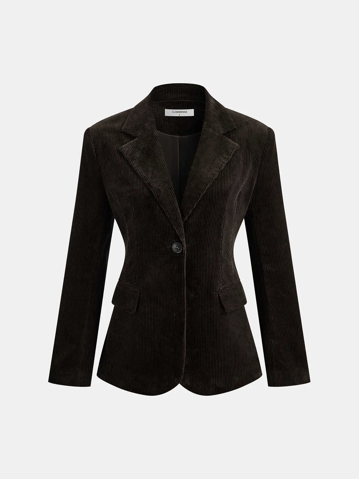 Corduroy Wide-Shoulder Fitted Blazer - Image 5