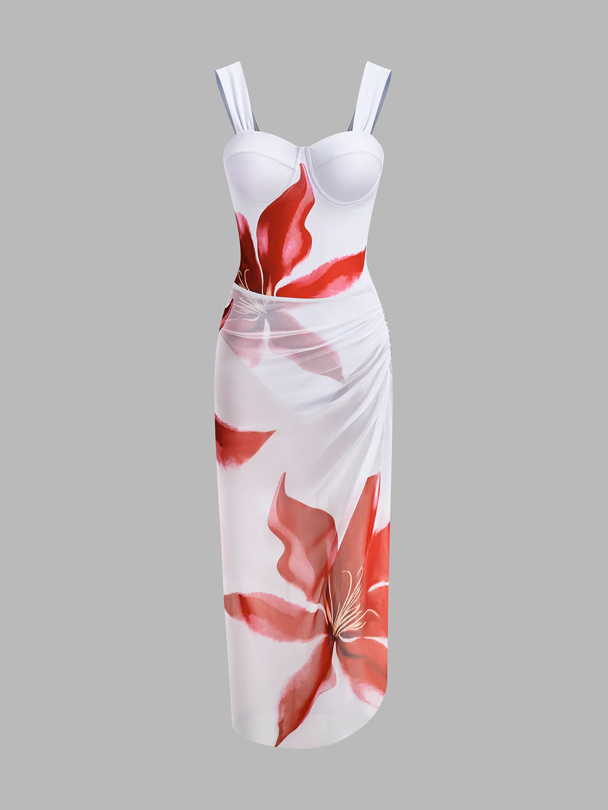 Corset-Style One-Piece With Draped Cover-Up - Image 3