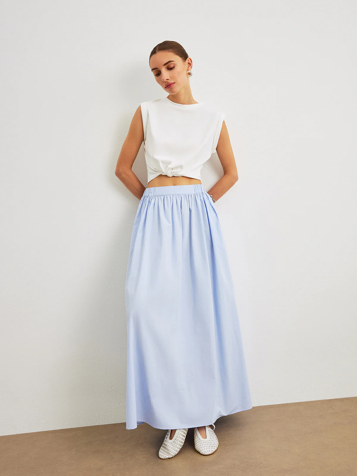 Cotton A-Line Skirt With Pockets - Image 5