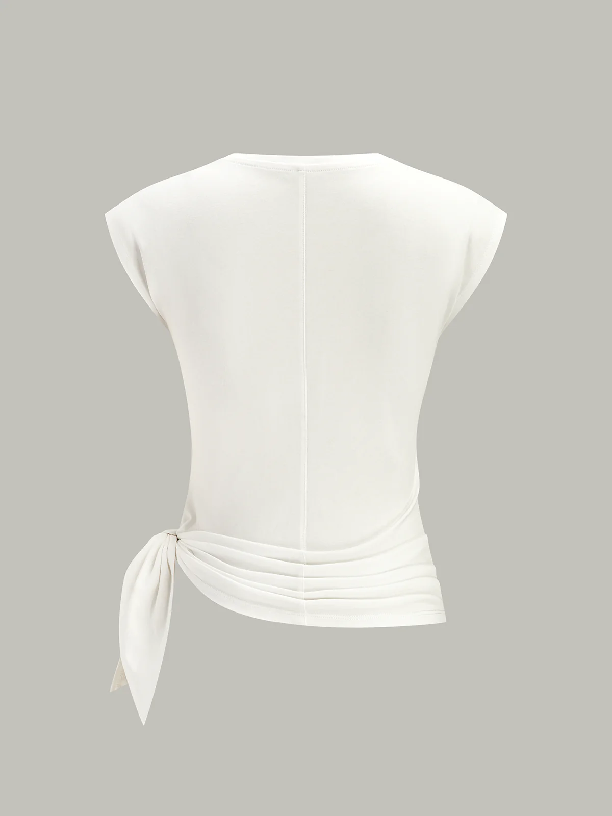 Cotton Blend Cap Sleeve Side-Tie T-Shirt - Image 3