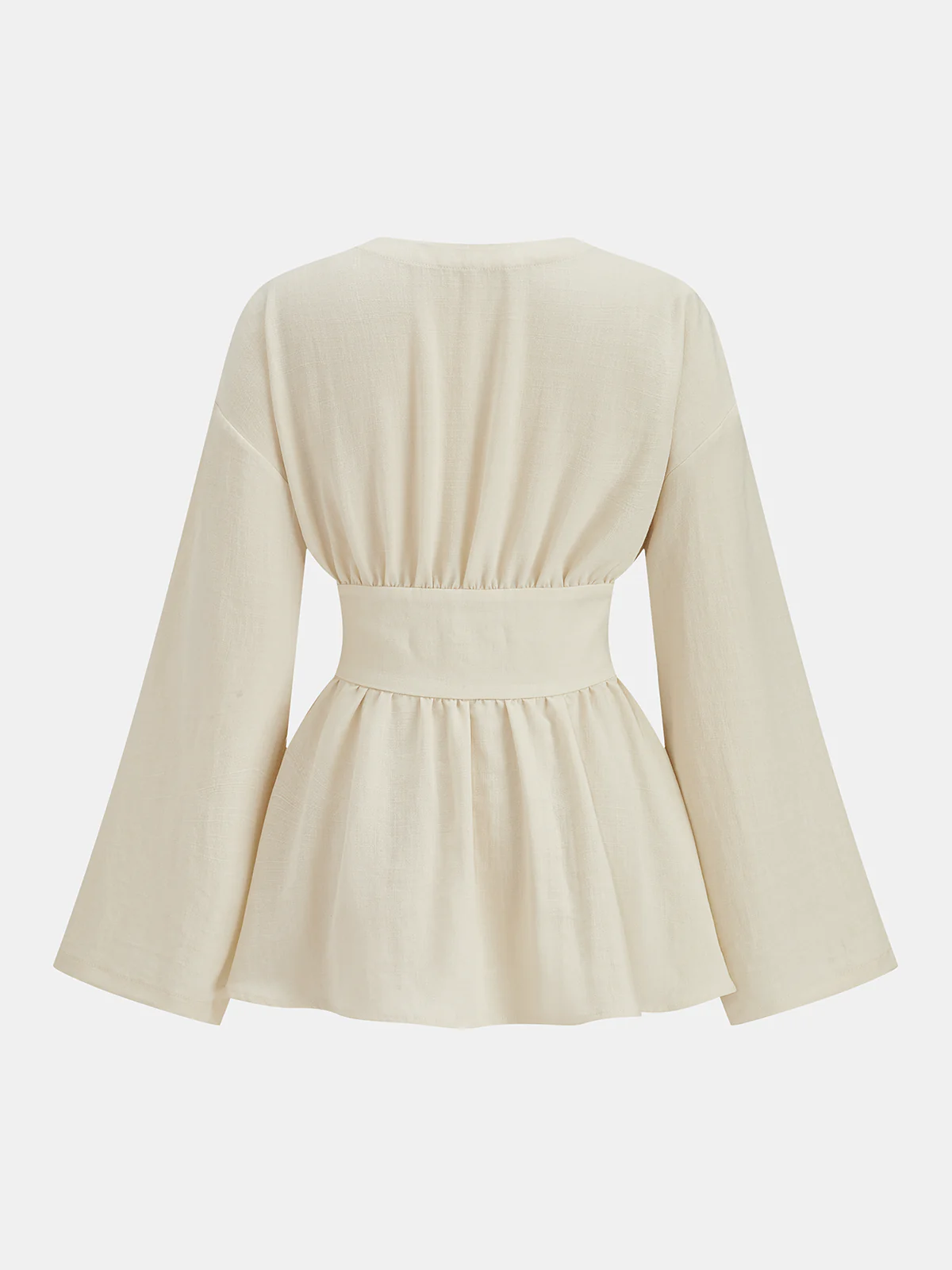 Cotton Blend Double-Buckle Peplum Blouse - Image 3